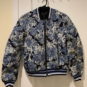 Embroider/PU leather Reversible bomber jacket